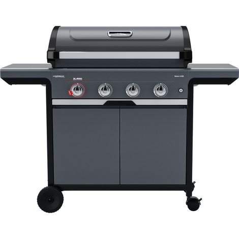 BBQ GAZ SELECT 4 EX SBS 2 EN 1 - 100% grille fonte + 50% plancha fonte Grille - Chariot avec portes (1/2)