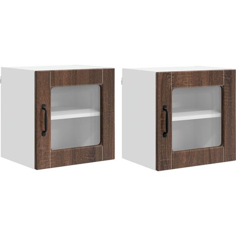 Maison Exclusive - Armario de vidrio para pared PORTO 2 pcs Roble