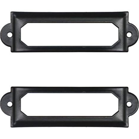Sollbry 50 portaetiquetas de metal negro para escritorio, estantería, cajón, gabinete, portaetiquetas, marco de metal de 60 mm x 17 mm (1/4)