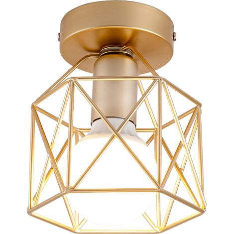 Plafonnier minimaliste de style nordique doré, en métal, avec éclairage LED intégré. (1/5)
