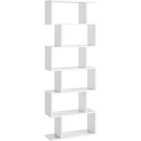 Libreria in Legno, Cubo espositore e Divisore, Libreria a 6 Ripiani, Libreria Autoportante, Bianco LBC61WT (1/8)