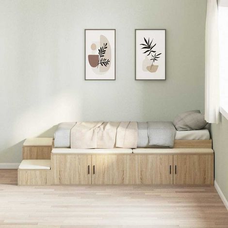 vidaXL Struttura letto con contenitore Rovere Sonoma 75 cm