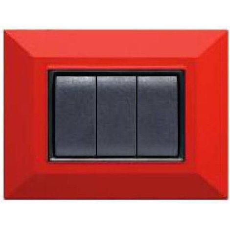 TrAdE Shop Traesio - Placca Placchetta Placchette Compatibili Per Serie Axolute Bticino Colorate Sq - Rosso -7 fori     -