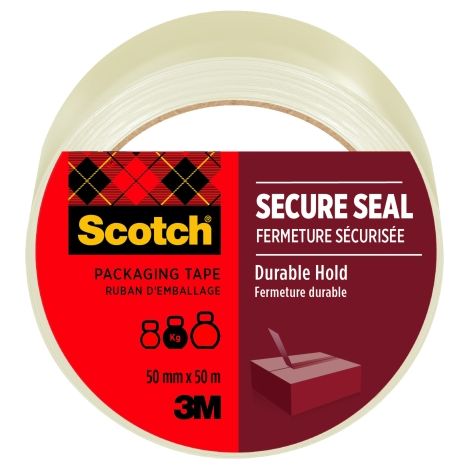 La cinta de embalaje ScotchÂ® sellado seguro estÃ¡ diseÃ±ada para el envÃ­o de paquetes estÃ¡ndar y para el sellado de cajas en almacenes. La cinta de