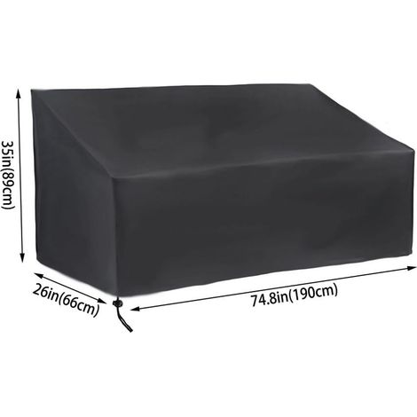 Housse De Banc De Jardin - Imperméable - Polyester Oxford 600D - Pour 2 3 Ou 4 Places - Noir (1/5)
