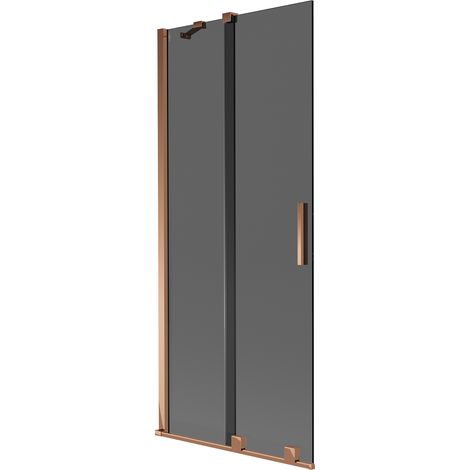Mexen Velar Badewannenabtrennung 2-flügelig verschiebbar 80 x 150 cm, Graphit, Roségold - 896-080-000-41-60 (1/2)