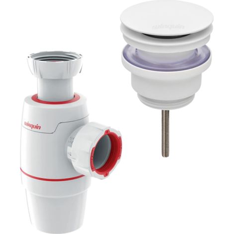 Bonde lavabo universelle vis centrale WIRQUIN Quick clac Blanc mat + Siphon lavabo D32 WIRQUIN Neo