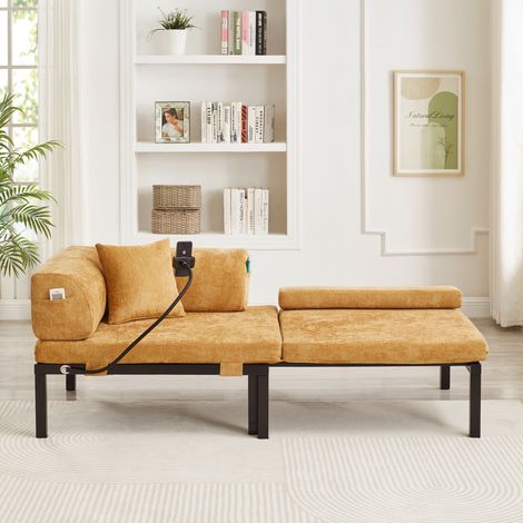 seduta divano letto estraibile velluto giallo HAVRYA (1/5)