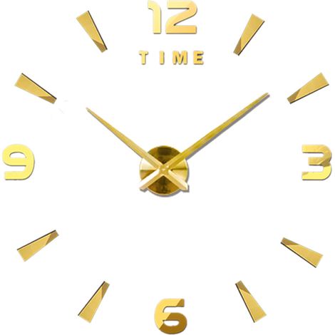 Horloge murale à faire soi-même, horloge murale miroir 3D sans cadre, grands autocollants muraux silencieux pour la décoration du salon et de la maison (1/5)