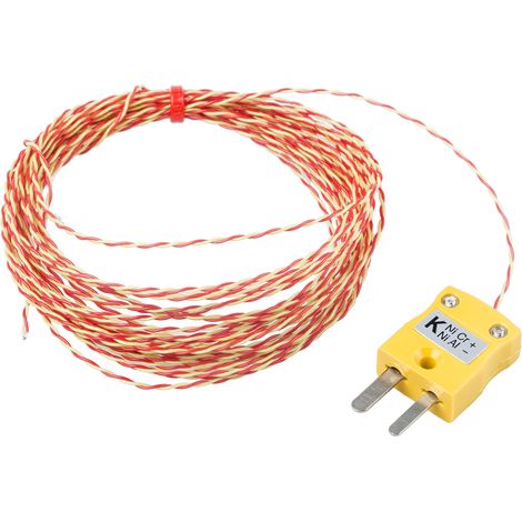 Thermocouple type K Ø 1/0.2mm, L 5m, +250°C max à Fiche mâle miniature ( Prix pour 1 )