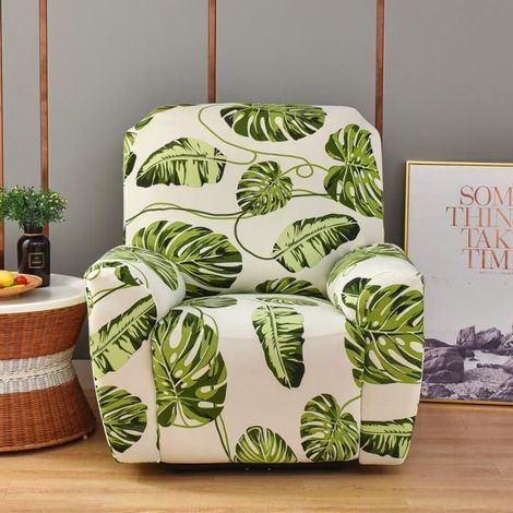 Lot de 4 housses de chaise inclinables imprimées extensibles, Housse de Fauteuil Relax pour fauteuils 1 place,Q (1/4)