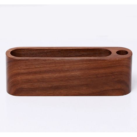 Visitenkartenhalter aus Holz, Aufbewahrungsbox, Schreibtisch-Organizer, Büroaccessoires (Schwarzwalnuss) (1/4)