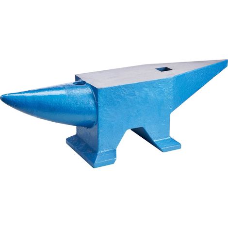 Enclume à corne unique 132Lbs en acier moulé pour forgeron, avec trous rond et carré, outil robuste et durable pour travail des métaux. (1/5)