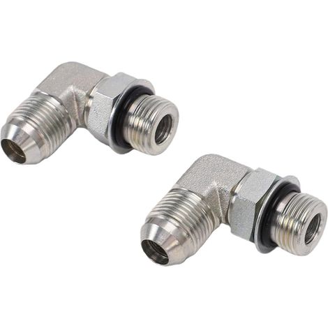 3/8 Pouce Mâle 37 Degrés à 3/8 SAE ORB Mâle Coude à 90 Degrés Raccord Hydraulique en Acier au Carbone avec Joints Toriques Joint pour Cylindre de Pompe à Valve (1/5)