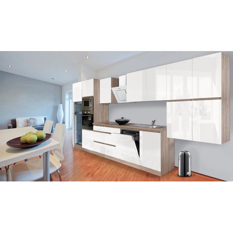 Cuisine Kitchenette sans poignée Chêne blanc Lorena 445 cm Respekta