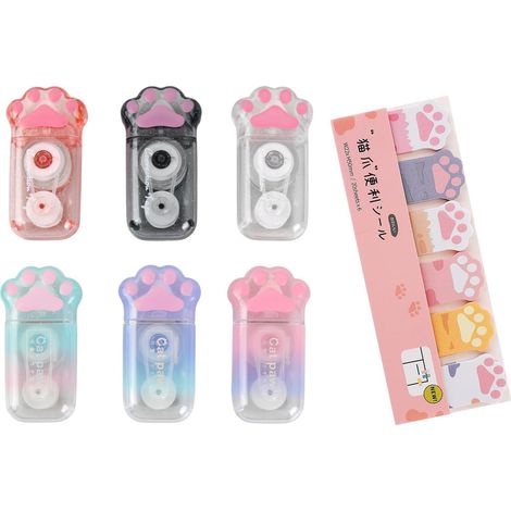 6 PCS Ruban Correcteur Typex Kawaii en Forme de Patte Chat, Mini Rouleaux Correcteurs 5mmx6m, Fournitures de Bureau et Scolaires pour Enfants, Design Adorable pour Cadeaux et Usage Quotidien (1/5)