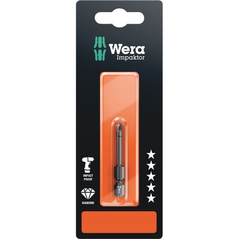 Embout de vissage Impaktor empreinte carrée 868/4 IMP DC SB N°2 x 50 mm en blister - WERA (1/5)