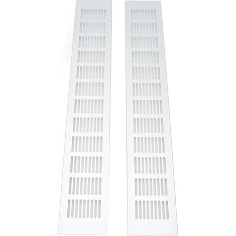 Grille de ventilation rectangulaire en alliage d'aluminium conditionnée, adaptée aux armoires, aux meubles à chaussures et aux penderies, mesurant 80 x 500 mm. (1/5)