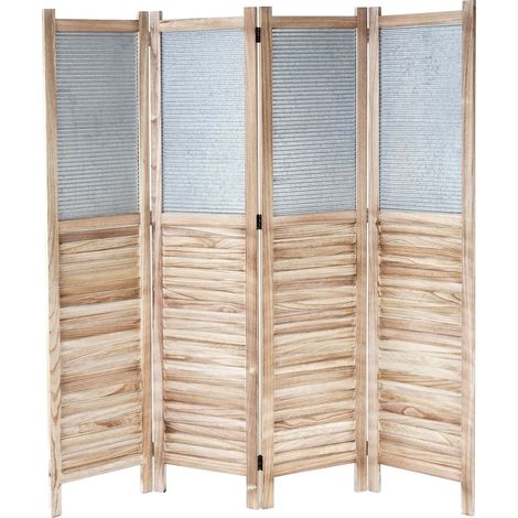 Paravent HHG-651, Raumteiler Trennwand spanische Wand Sichtschutz, Holz Metall 170x160x2cm