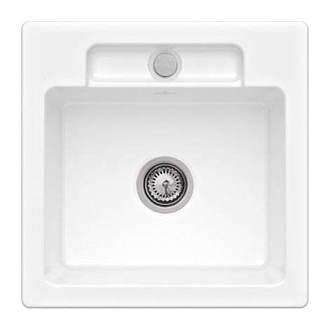 Evier 1 bac VILLEROY ET BOCH Siluet 50 S Blanc CeramicPlus avec vidage automatique