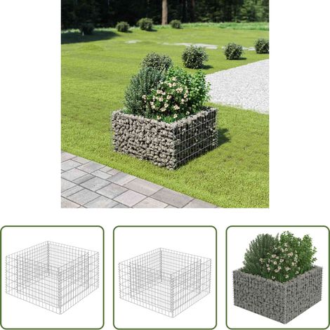Jardinière - Lit surélevé à gabion Acier galvanisé 90x90x50 cm (1/5)