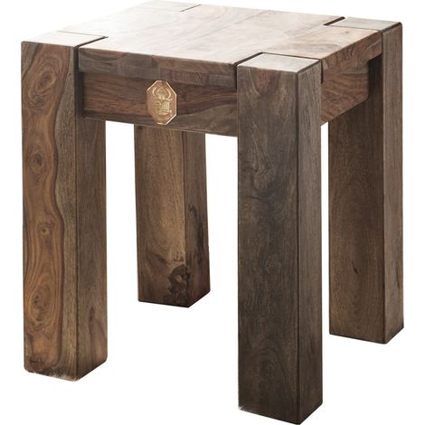 Hocker Sheesham 40x40x45  grau geölt NATURE GREY 10