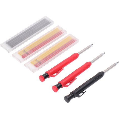 Ensemble de crayons à bois massifs (avec mines de rechange) Outil de marquage mécanique à long bec pour trous profonds (1/5)