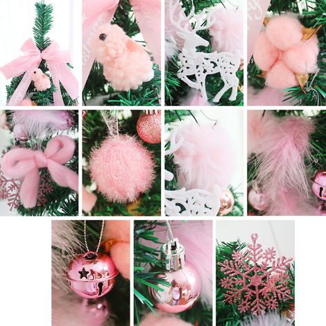 Mini-Weihnachtsbäume aus Kunstleder für den Tisch, verziert mit Fliegen, Hirsch- und Hasenfiguren, Pompons, Federn, Glöckchen und Schneeflocken. Ideal zum Dekorieren von Tisch, Schreibtisch oder Wohnu (1/2)