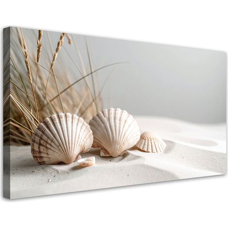 Tableau déco Coquillages sable plantes bohème 100x50 (1/4)