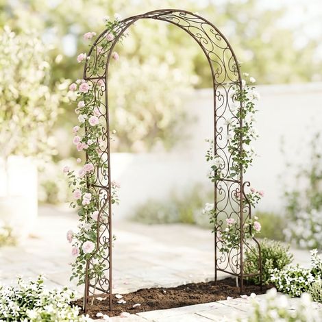 DanDiBo Arc de roses en métal 254x159 cm brun 96025 Portail de jardin en fer Treillis Arc en plein cintre sans porte (1/5)