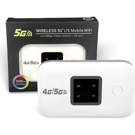 Portable 4G WiFi Mini Router - A8-L White with 4 LEDs (4G/5G, Americas Version) - Middle East & Americas (1/2)