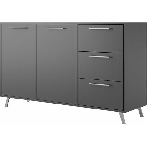 Cómoda Dortivu, Grafito, Con cajones y puertas, Número de cajones: 0, 86x139x41cm