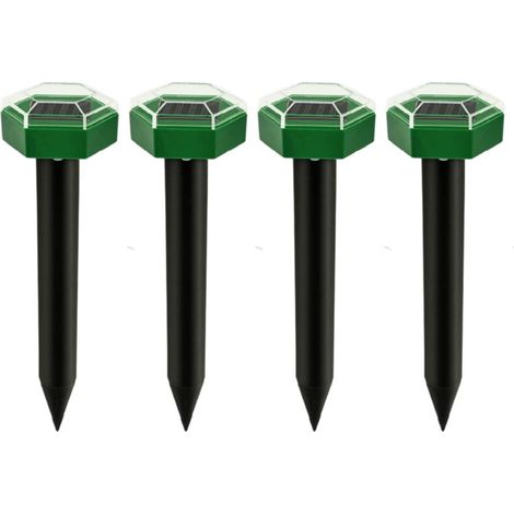 4 Pièces Répulsif Taupe Solaire Ultrasonore Étanche Extérieur, Éloigne Taupes Rongeurs Campagnols pour Pelouse Jardin Cour (1/5)