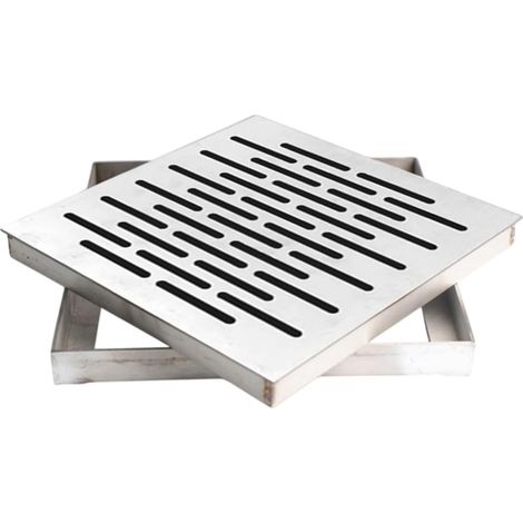 Couvercle de Drainage de Sol en Acier Inoxydable avec Cadre 300 x 300 x 20 mm Grille d'évacuation carrée antidérapante pour Cuisine, Salle de Bain, Jardin en Plein air (1/5)