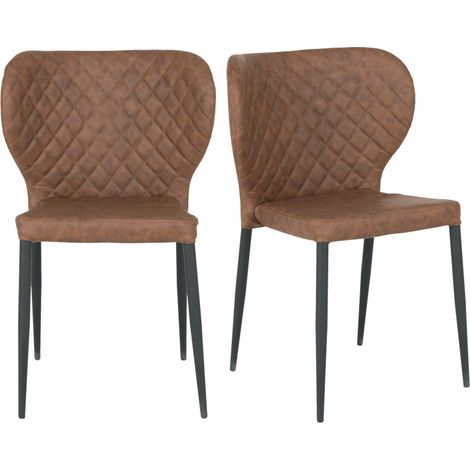 VARS-Chaise en cuir synthétique marron (x2) (1/5)