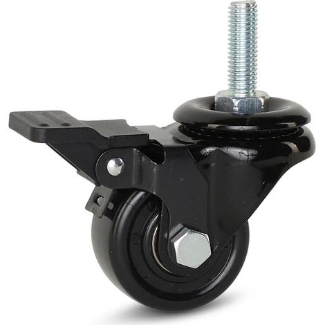 Roue pivotante freinée - MESO - Nylon noir - 50mm - Filetage - 150kg
