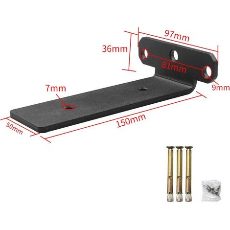 Supports de rangement muraux suspendus (noirs, 15 cm x 20 cm) - Capacité de charge : 200 kg - Trépieds - Fixation murale invisible - Étagères de rangement pour cloisons (1/5)