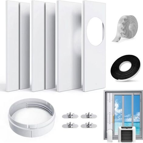 Kit universale per condizionatore d'aria portatile per finestre scorrevoli, connettore per tubo di scarico da 150 mm, guarnizione regolabile in PVC. (1/4)
