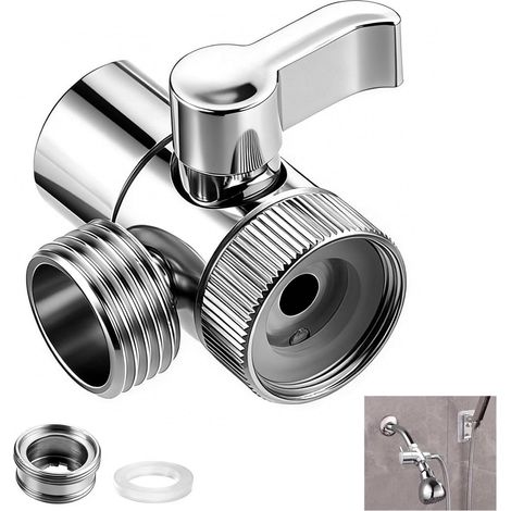 Brass Diverter Valve, 3 Way Sink Faucet Splitte, G1/2" Shower Tap Splitter, Sink Faucet Adapter Connector, Chrome Mixer Bath Tap, M22 to M24 Adapter Replacement Part for Kitchen Sink Bathroom (1/5)