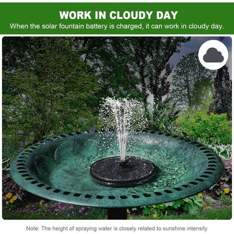 3.5W Fontaine Solaire avec Batterie 2000mAh, 2026 Nouveau Solaire Flottant Extérieur Fontaine Pompe Bassin Solaire avec 8 Buses & 4 Tiges Fixes pour Bain d'oiseaux, Piscine, Jardin Fontaine