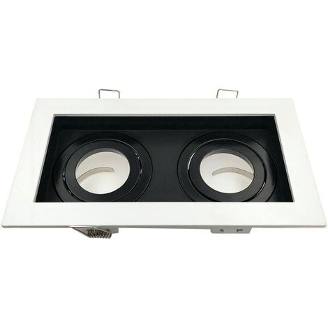 Lámpara de techo Gemius 2xGU10 rectangular ajustable en blanco y negro ID-1001 Idealed