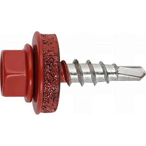 Index – Lot de 250 vis autoperceuses – Tête hexagonale SW8 – 4,8 x 35 mm – Zingué RAL 3009 – Pour bois tendre et dur, tôle