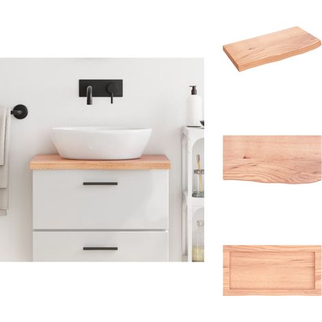 Comptoir de salle de bain marron 60x30x(2-4) cm bois traité - Comptoir De Salle De Bain - Comptoir En Bois - Plan De Travail Salle De Bain - Meubles Salle De Bain - Meuble Lavabo (1/5)