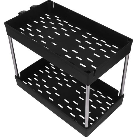 Chariot de rangement élargi à 2 niveaux avec panier à grille, étagère de rangement portable au sol pour bureau ou dortoir (1/5)