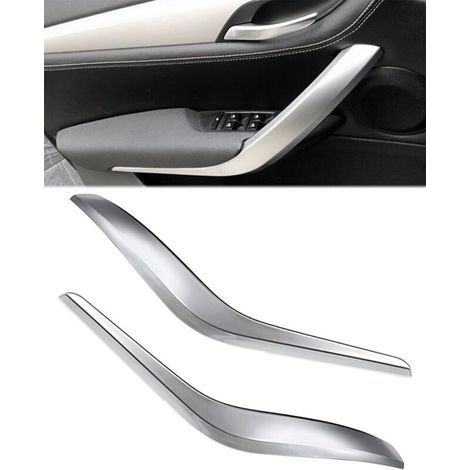 2 poignées de porte intérieures (gauche + droite), sur mesure pour BMW X1 E84 2010-2016 (Argent) (1/4)
