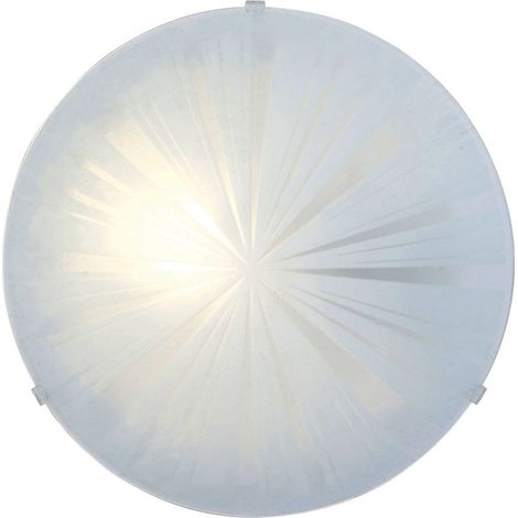 Plafonnier, Applique Murale, Plafonnier En Acier, Couleur : Blanc, Verre : Blanc Satiné Motif Rayons, Douille : E27 (1/5)
