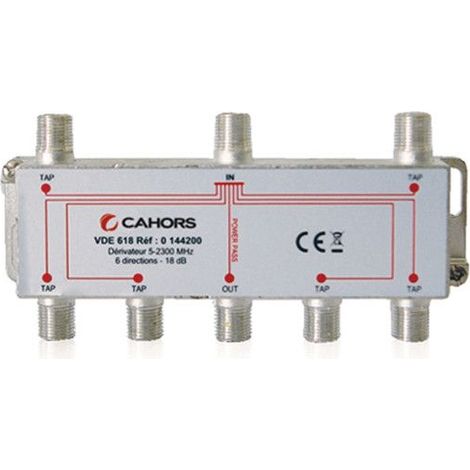 Dérivateur 6 sorties - VDE - 618 - 18 dB - 5-2300 MHz - Impédance 75 Ohm