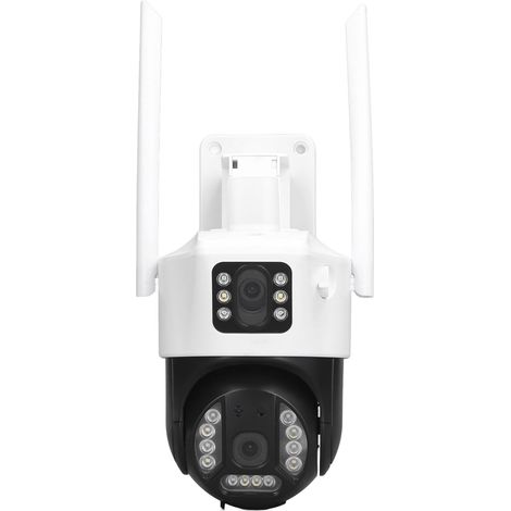 Caméra WiFi extérieure 3MP 2 canaux, zoom numérique panoramique-inclinaison, suivi automatique, audio bidirectionnel, compatible Alexa, vision nocturne couleur, détection son et mouvement. (1/5)