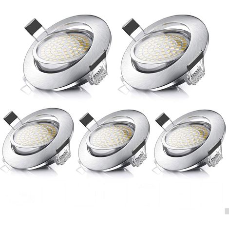 GROOFOO LED Spots Encastrables 5pcs Orientable Rond 5W Ultraslim Blanc Froid 6000K 500LM 230V IP44 éclairage plafond encastré pour salle de bain,Cuisine,Salon,Couloir