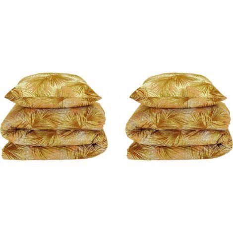 Lot de 2 parures de lit en coton jaune 240 x 220 cm - PALM 8545 (1/4)